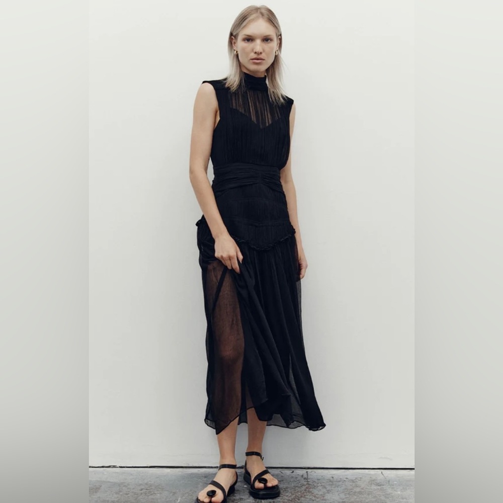 Shona Joy Clemence High Neck Midi Dress - Black